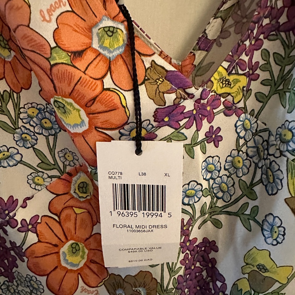 Coach Womens 100 % silk summer Midi Dress xl NWT spring summer XL - Picture 10 of 15